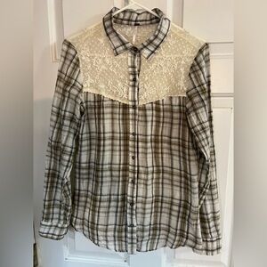 Free people flannel with lace sz medium